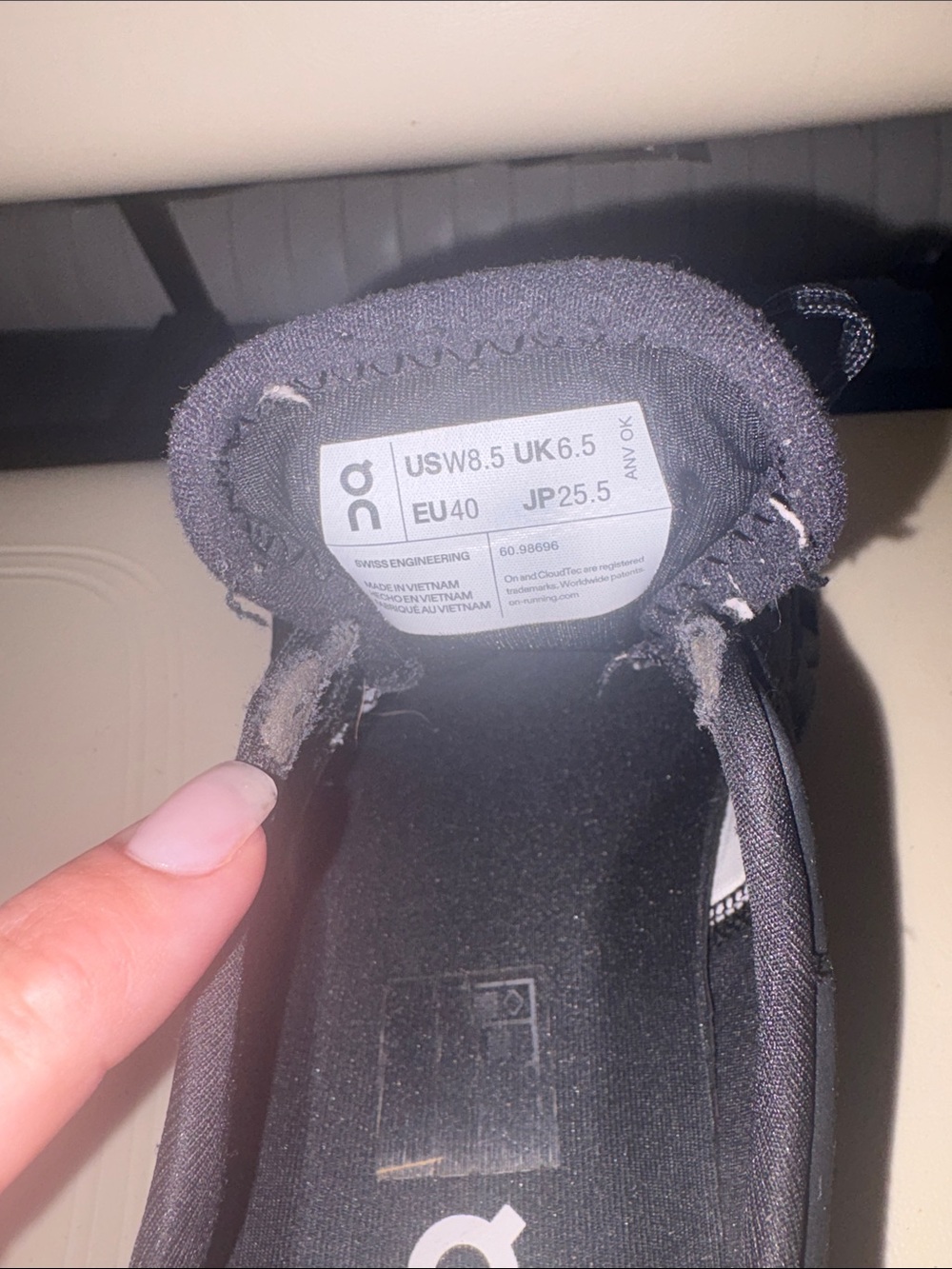 On Running womens Cloud Sneakers in Black with Reflective Accents - Picture 3 of 4
